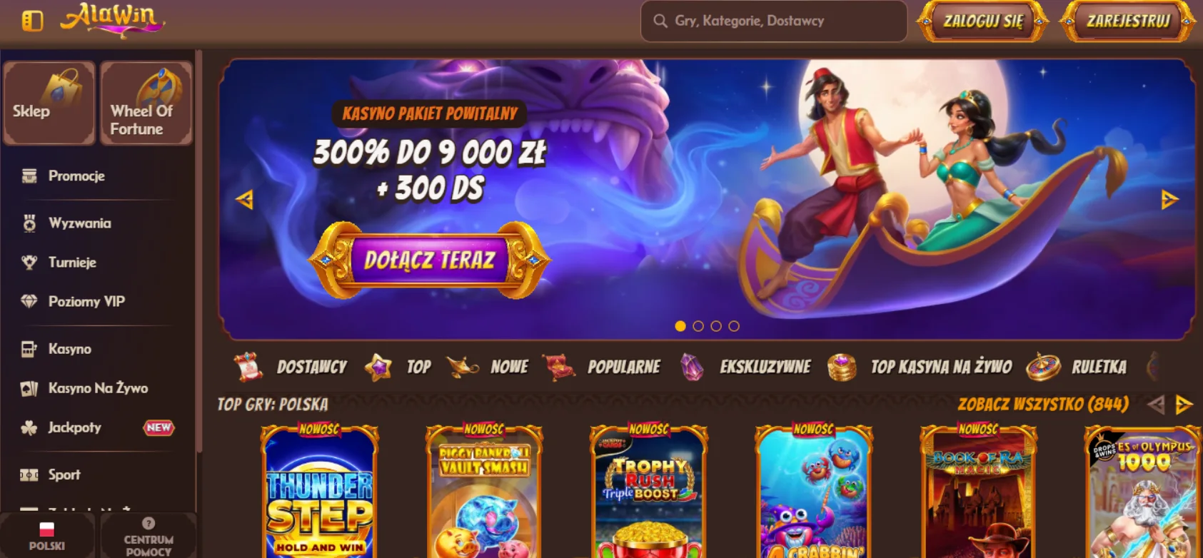 Alawin Casino – widok platformy